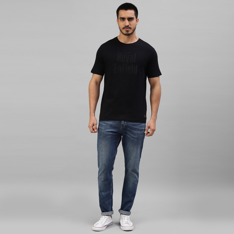 로얄  브랜드 패치 블랙 티셔츠-1
